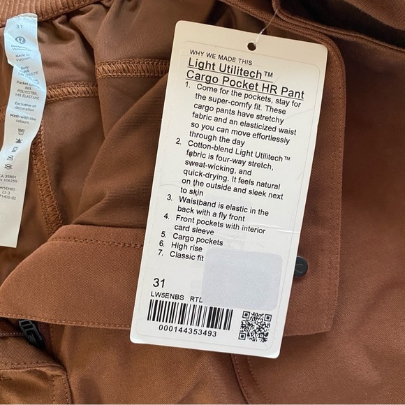 NWT Lululemon Light Utilitech High Rise Cargo Pocket Pants - Picture 4 of 8